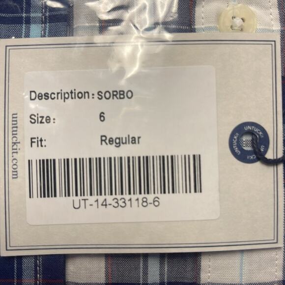 UNTUCKit Women's Sorbo Long Sleeve Button Down Plaid Shirt in Blue and White 6 - Picture 8 of 8